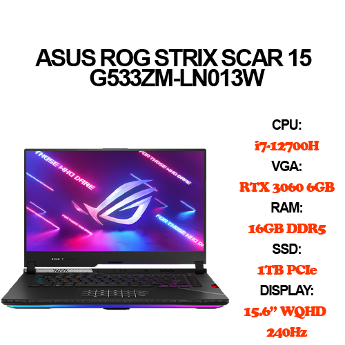Laptop ASUS ROG STRIX SCAR 15 G533ZM-LN013W