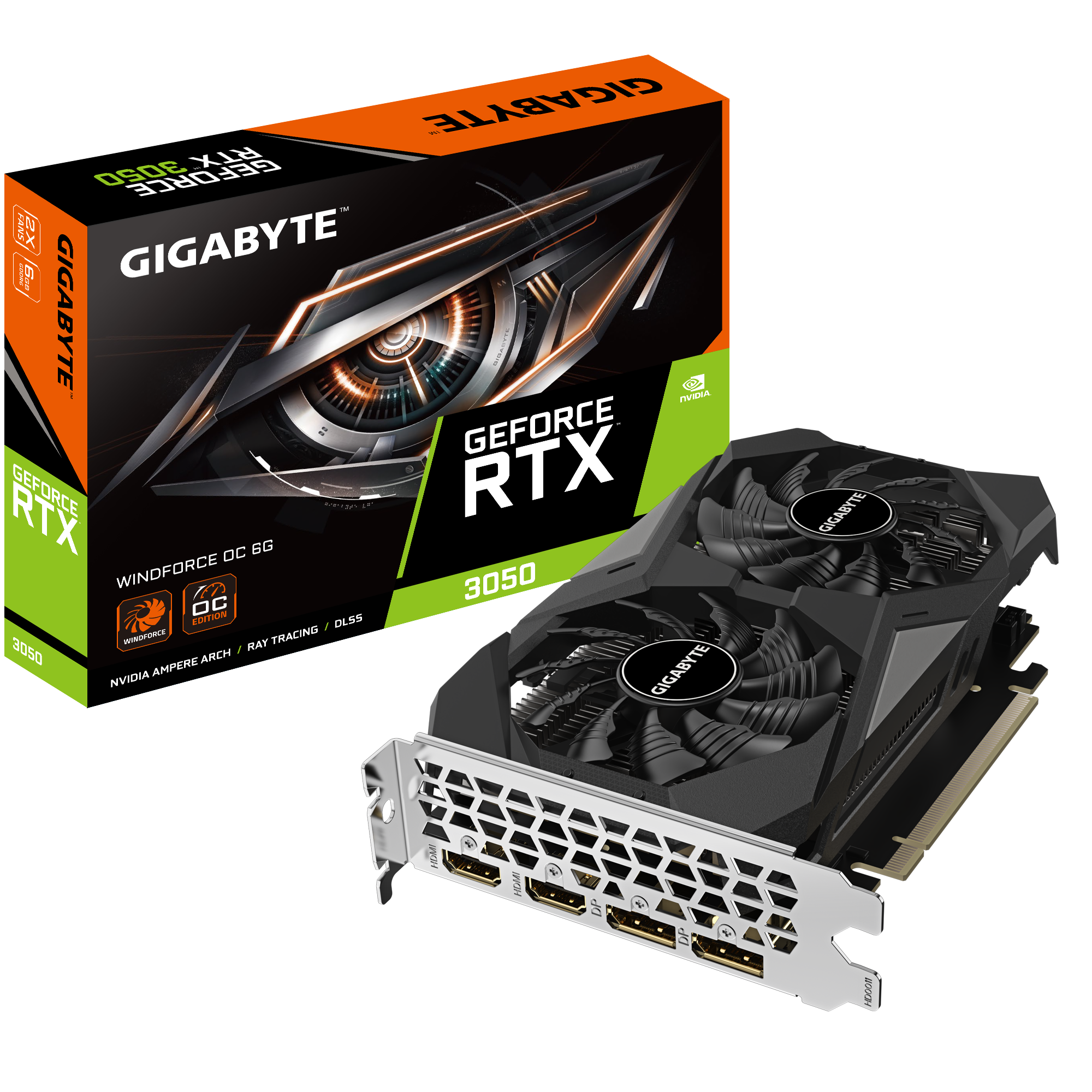 VGA GIGABYTE GeForce RTX 3050 WINDFORCE OC 6G GDDR6 GV-N3050WF2OC-6GD