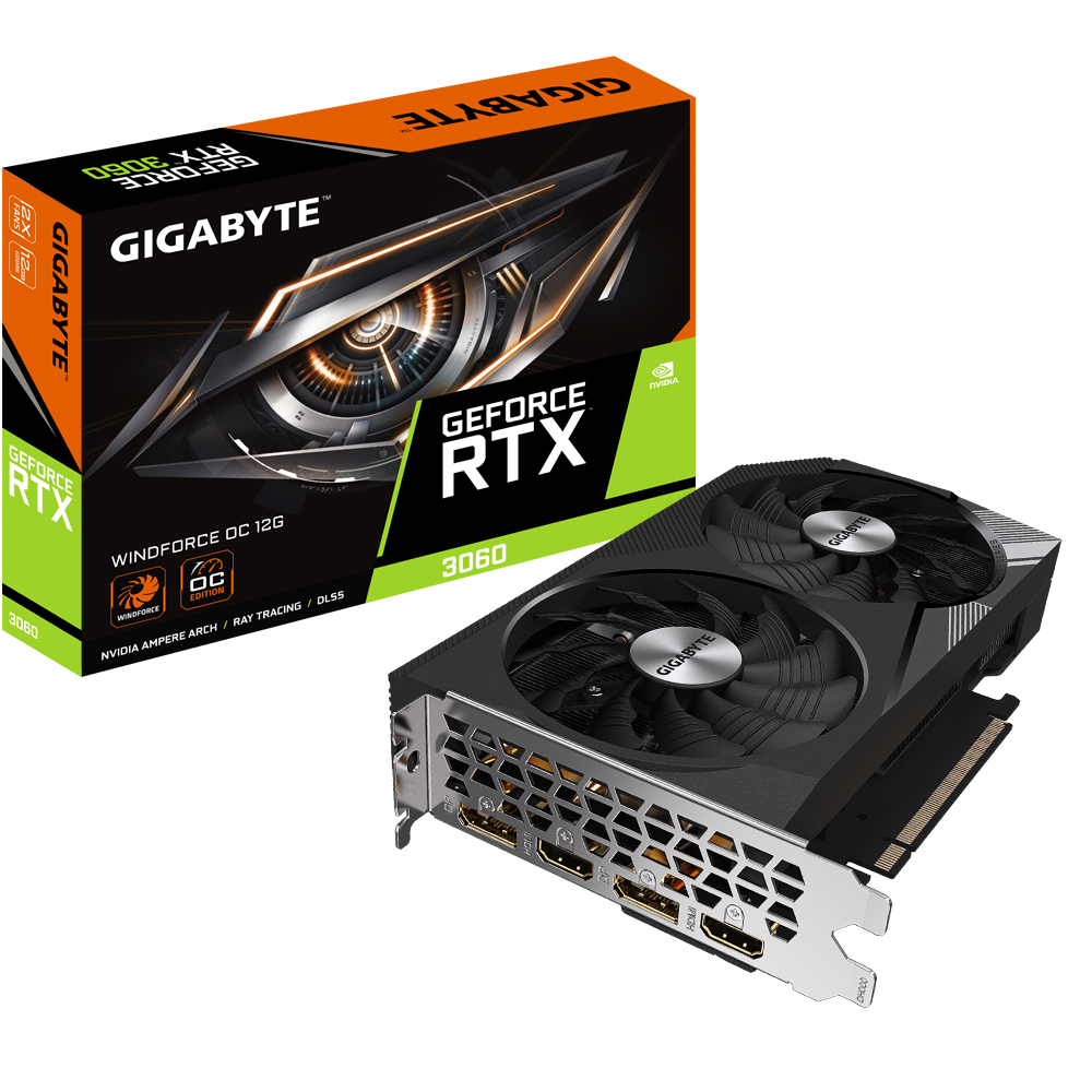 VGA GIGABYTE GeForce RTX 3060 WINDFORCE OC 12G GDDR6 GV-N3060WF2OC-12GD