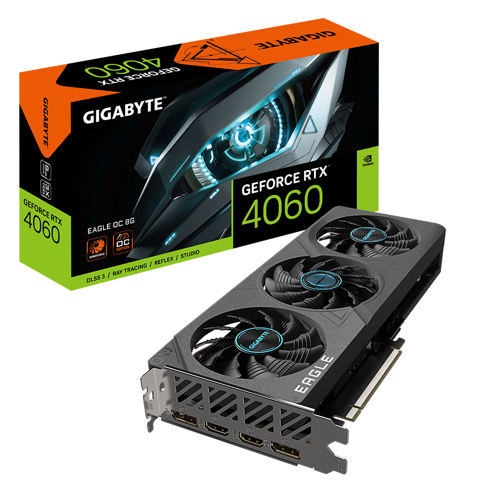 VGA GIGABYTE GeForce RTX 4060 EAGLE OC 8G GDDR6 GV-N4060EAGLE OC-8GD