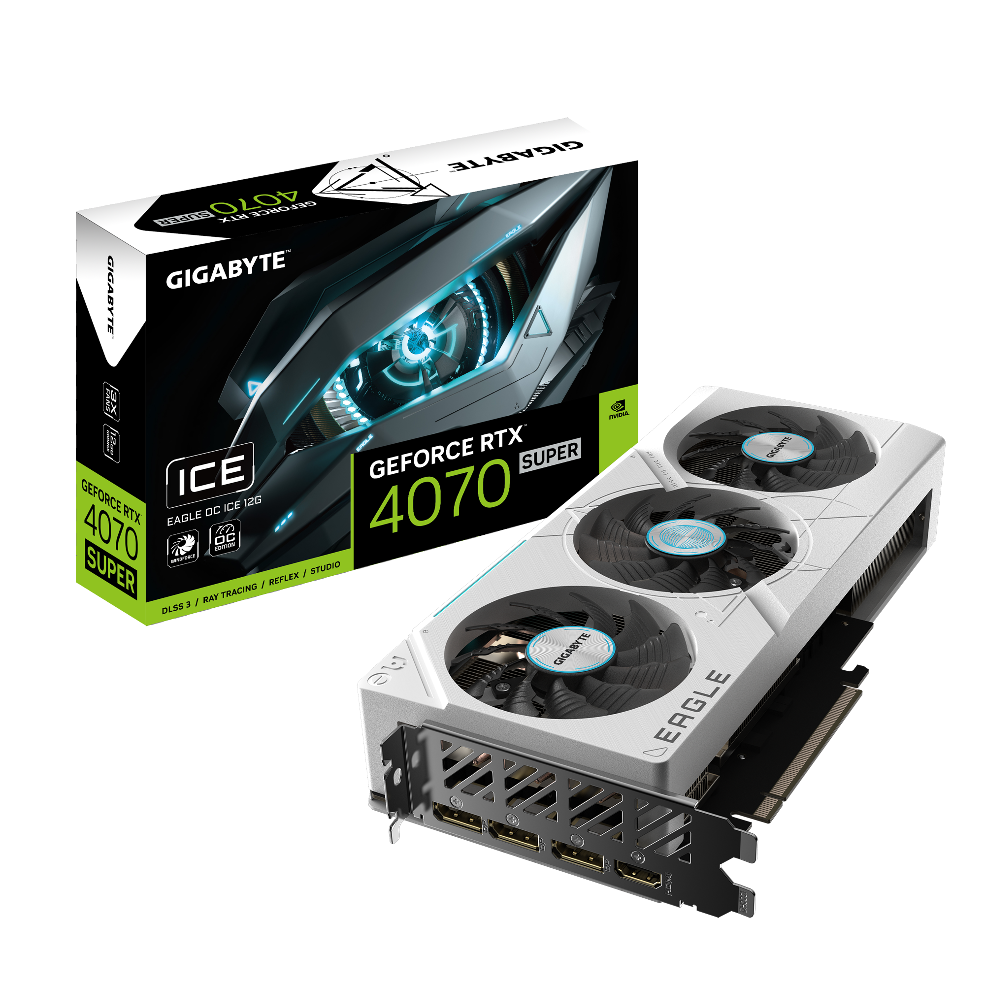 VGA GIGABYTE GeForce RTX 4070 SUPER EAGLE OC ICE 12G GDDR6X GV-N407SEAGLEOC ICE-12GD